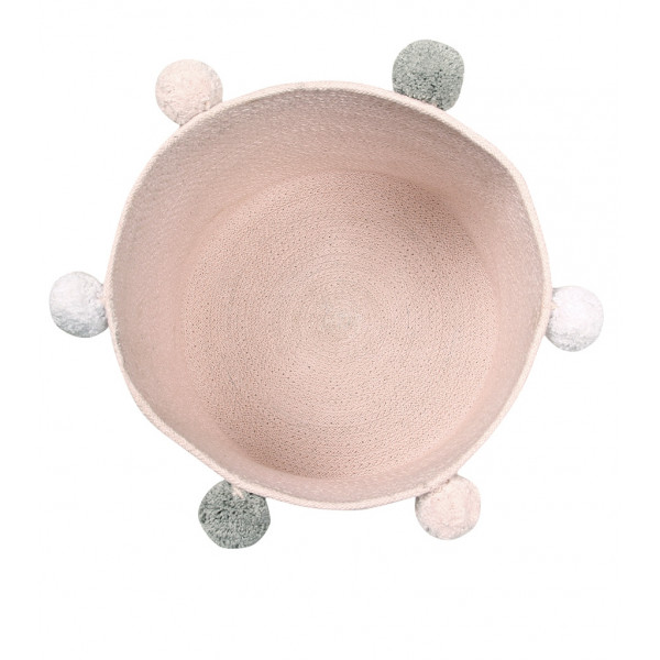 Корзина Lorena Canals с помпонами розовая 30*30*30