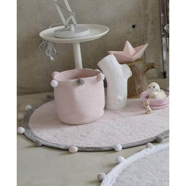 Корзина Lorena Canals с помпонами розовая 30*30*30